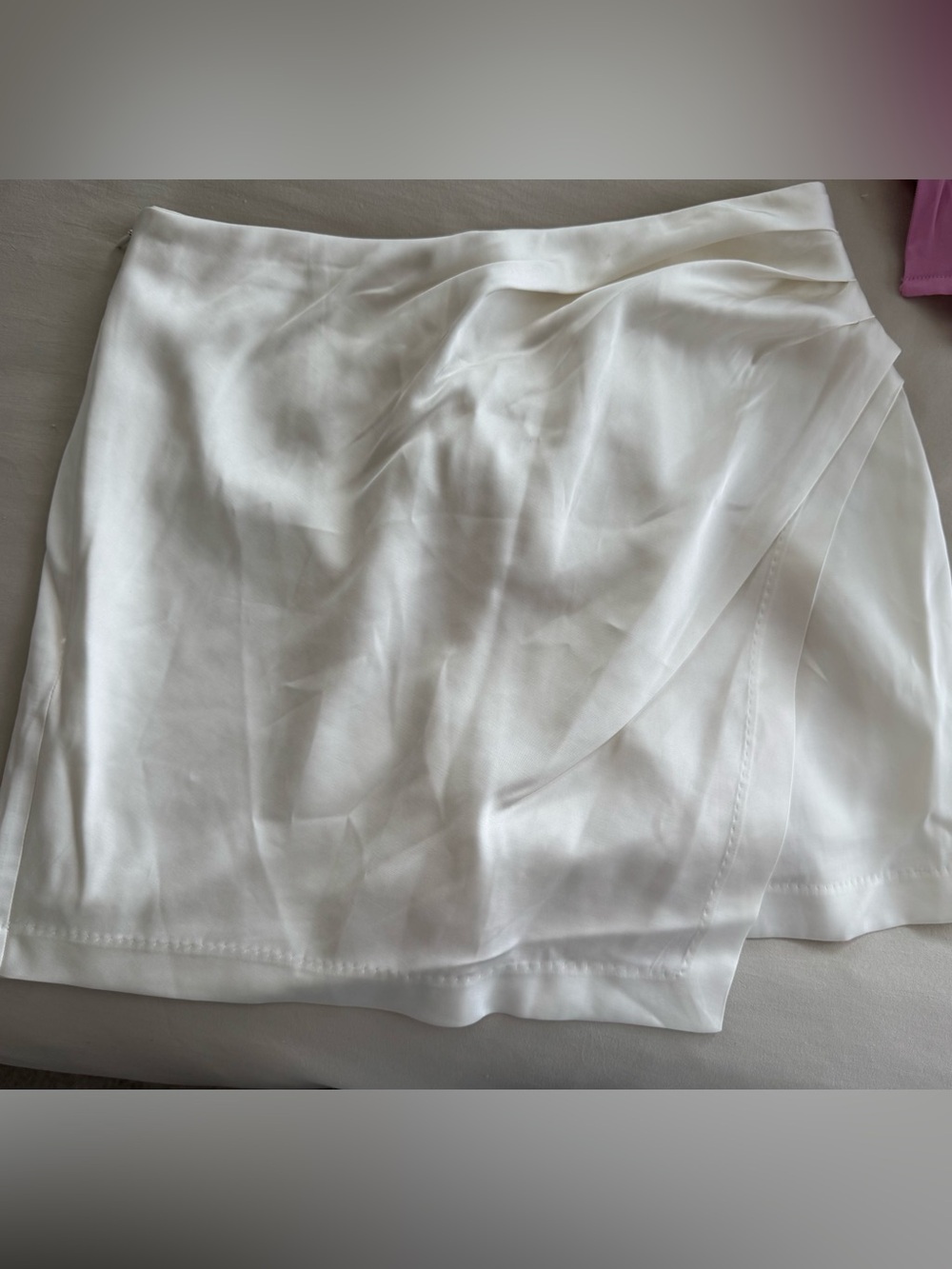 Abercrombie & Fitch White Satin Skirt- short underneath